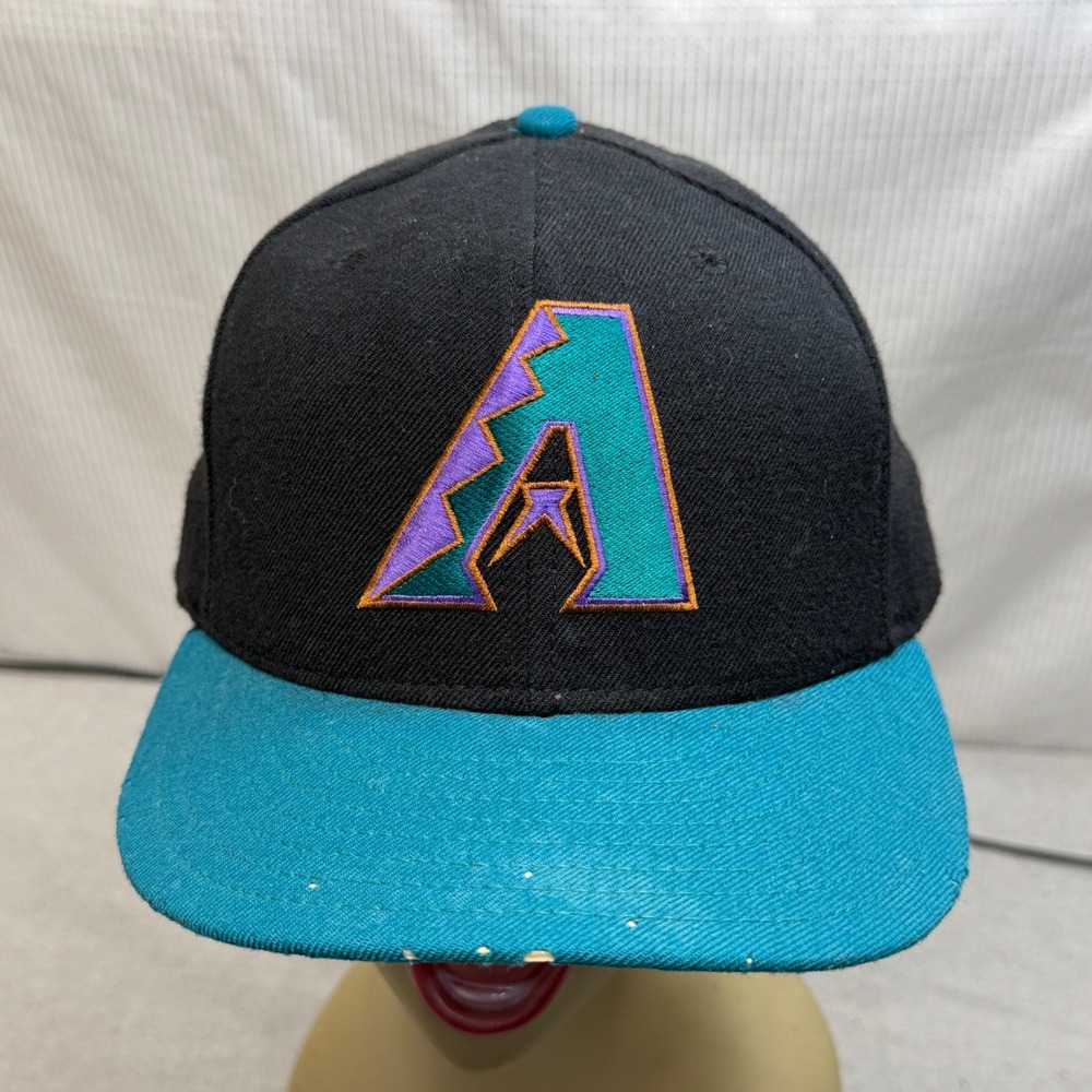 New Era Arizona Diamondbacks Hat Mens Size 7 Black Teal Wool 5950 USA Vintage